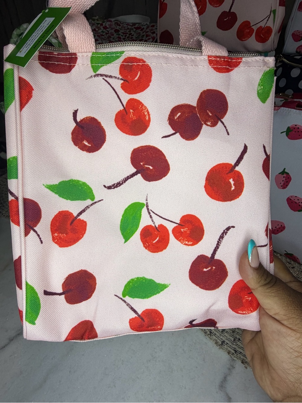 kate spade Pink 🍒Cherry Canvas Lunch Bag - Picture 3 of 5